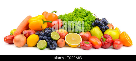 Palo grande frutti maturi e verdure isolati su sfondo bianco per il progetto. Foto Stock