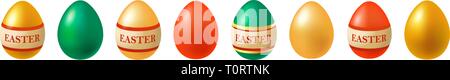 Felice Pasqua. Set di uova di Pasqua. Vacanze di primavera. Illustrazione Vettoriale di uova di Pasqua raccolta su uno sfondo bianco. EPS 10 Illustrazione Vettoriale