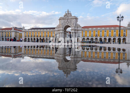 Praca do Comercio, Lisbona, Portogallo Foto Stock