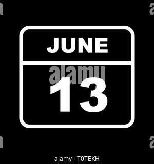 Giugno xiii data su un singolo giorno calendario Foto Stock