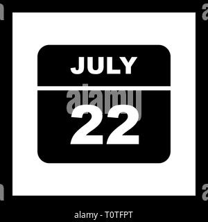 22 luglio Data in un unico giorno calendario Foto Stock