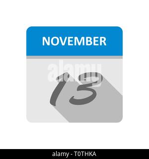 Novembre xiii data su un singolo giorno calendario Foto Stock