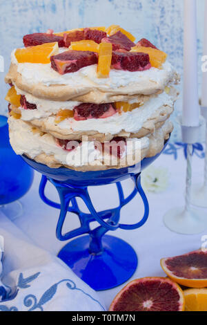 Arance sanguigne pavlova Foto Stock