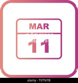 Marzo xi data su un singolo giorno calendario Foto Stock