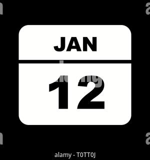 Gennaio xii data su un singolo giorno calendario Foto Stock