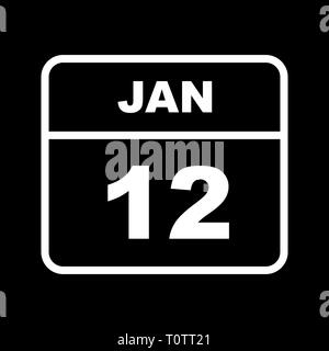 Gennaio xii data su un singolo giorno calendario Foto Stock