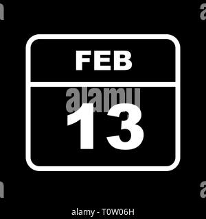 Febbraio xiii data su un singolo giorno calendario Foto Stock