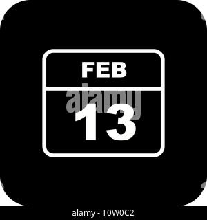 Febbraio xiii data su un singolo giorno calendario Foto Stock