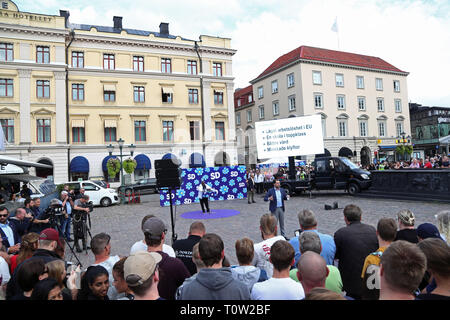 LINKÖPING, Svezia 20180905 i democratici svedesi' party leader Jimmie Åkesson (SD) è intervenuto presso la Stora Torget a Linköping. Foto Jeppe Gustafsson Foto Stock