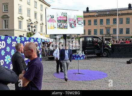 LINKÖPING, Svezia 20180905 i democratici svedesi' party leader Jimmie Åkesson (SD) è intervenuto presso la Stora Torget a Linköping. Foto Jeppe Gustafsson Foto Stock