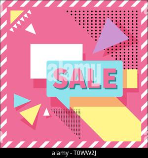 Semplice e pulita la Pop art rosa banner di vendita Illustrazione Vettoriale