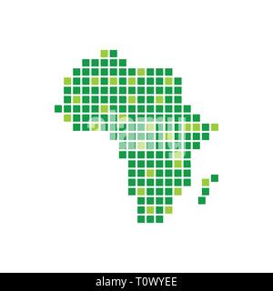 Verde digitalmente Africa pixel simbolo vettore Logo grafico del modello di progettazione Illustrazione Vettoriale
