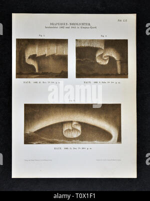 1894 Muller Astronomia Stampa dell'Artico Northern Lights o le aurore boreali che mostra le tende di luce Foto Stock