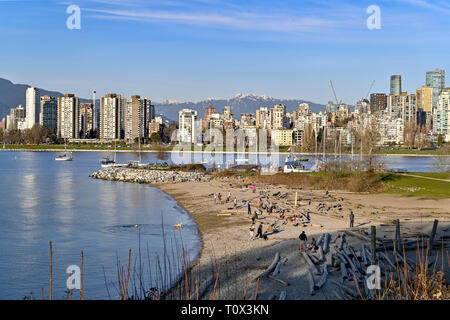 Hadden Park Beach, ufficiale cane off-guinzaglio area, Vancouver, British Columbia, Canada Foto Stock