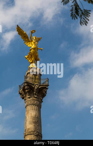 Angelo di indipendenza monumento, inaugurato nel 1910 e nel cuore di Città del Messico, rende omaggio agli eroi del Messico di indipendenza. Foto Stock