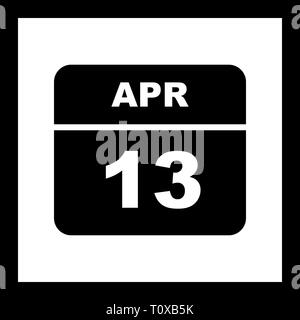 Aprile xiii data su un singolo giorno calendario Foto Stock