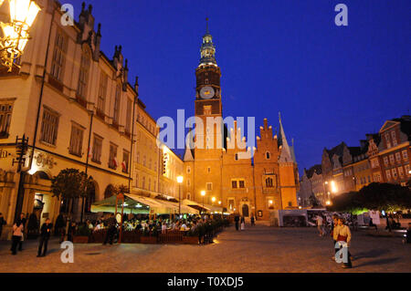 Wroclaw Municipio della Città Vecchia (a ovest di elevazione), Polonia Foto Stock