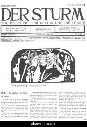 Premere il tasto / media, riviste, 'Der Sturm" (La tempesta), front page, editor: Herwarth Walden (1878 - 1941), illustrazione di Wassily Kanmdinsky, numero 129, Berlino, ottobre 1912, Additional-Rights-Clearance-Info-Not-Available Foto Stock
