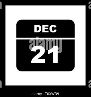 Dicembre xxi data su un singolo giorno calendario Foto Stock