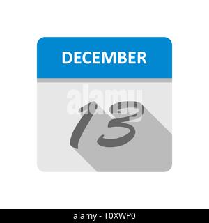 Dicembre xiii data su un singolo giorno calendario Foto Stock