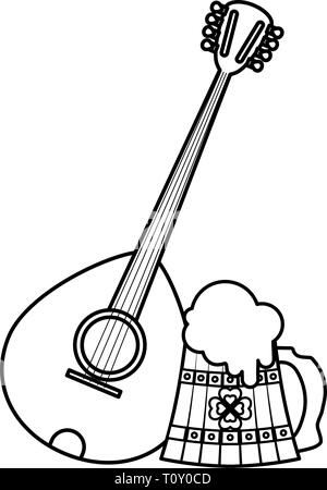 Birra vaso di legno con chiodi di garofano e il mandolino illustrazione vettoriale design Illustrazione Vettoriale