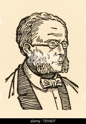 Johann Christian Bauer (1802-1867) fondatore del tipo Bauer Fonderia in 1837 a Francoforte in Germania. Bauer progettato caratteri tipografici e punchcutters per uso in tipografia. Xilografia da Karl Mahr (1890-1945). Foto Stock
