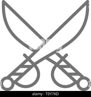 Attraversato il pirata sciabole, spade, arma icona linea. Illustrazione Vettoriale