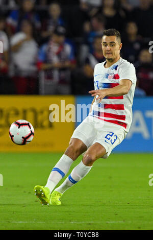 Orlando, Florida, Stati Uniti d'America. Xxi Mar, 2019. Noi defender Aaron lungo (23) durante un amichevole internazionale tra gli Stati Uniti e l'Ecuador a Orlando City Stadium il 21 marzo 2019 a Orlando, Florida. Gli Stati Uniti ha vinto il gioco 1-0. © 2019 Scott A. Miller. Credito: Scott A. Miller/ZUMA filo/Alamy Live News Foto Stock