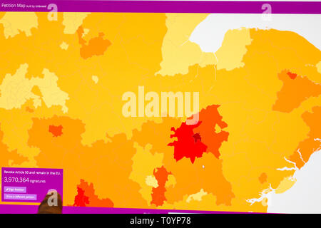Ashford, Kent, Regno Unito. 23 Mar, 2019. Un dito di punti alla quantità di firme guadagnato il governo del Regno Unito e il Parlamento petizioni sito web per revocare l'articolo 50 e rimangono nell'UE. © Paul Lawrenson 2019, Photo credit: Paolo Lawrenson/ Alamy Live News Foto Stock