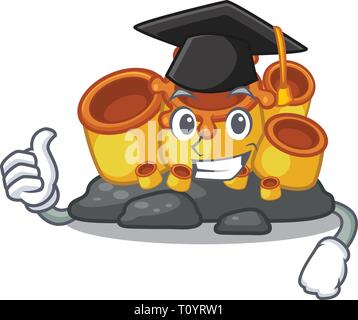 Graduazione spugna arancione coral isolato con il cartoon Illustrazione Vettoriale