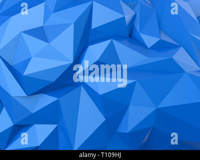 Il rendering 3D Blu poligono basso sfondo astratto Foto Stock
