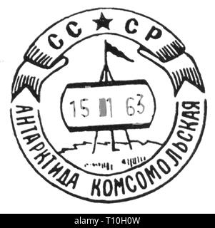 Mail, annulli postali, Russia, un annullo speciale del Soviet stazione antartica Komsomolskaya, 15.1.1963, artista del diritto d'autore non deve essere cancellata Foto Stock