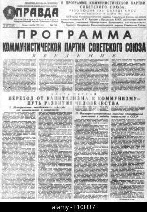 Premere il tasto / media, riviste, "Pravda" (la verità), capo redattore: Pavel Satyukov, pagina titolo, Mosca, 2.11.1961, Additional-Rights-Clearance-Info-Not-Available Foto Stock