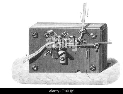 Mail, di telegrafia, stampa telegrafo di Digney e Beaudoin, Parigi, 1858, artista del diritto d'autore non deve essere cancellata Foto Stock