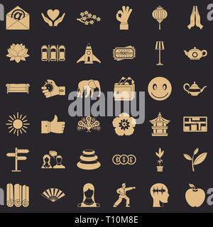 Lo Yoga fiore set di icone, stile semplice Illustrazione Vettoriale