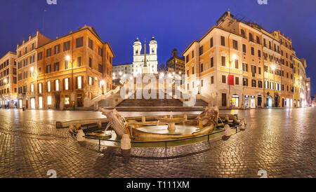 Piazza di Spagna di notte, Roma, Italia. Foto Stock