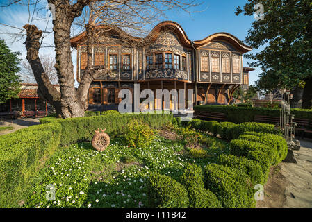 Tipica architettura,storiche case medievali. Il Museo Etnografico di Plovdiv. Antica Plovdiv è Patrimonio Mondiale UNESCO Foto Stock