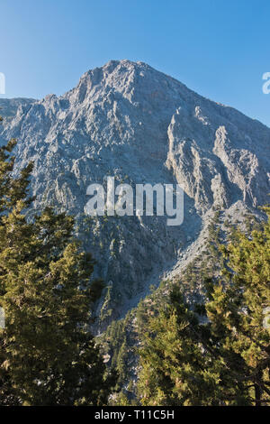 Molto alte cime intorno a Samaria Gorge, a sud ovest di Creta, Grecia Foto Stock