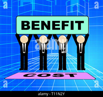 Vantaggio di costo rispetto a firmare significa il valore guadagnato oltre il denaro speso. Il calcolo è utile Vs spese - 3d illustrazione Foto Stock