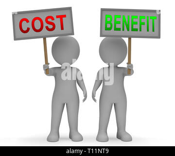 Costo Contro Il Beneficio firmare significa confrontando il prezzo contro il valore. Ritorno sugli investimenti o guadagno di bilanciamento - 3d illustrazione Foto Stock