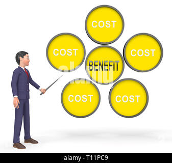 Costo Contro Il Beneficio imprenditore significa confrontando il prezzo contro il valore. Ritorno sugli investimenti o guadagno di bilanciamento - 3d illustrazione Foto Stock