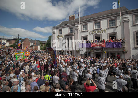 Annuale di minatori di Durham Gala, Inghilterra, Regno Unito. Foto Stock