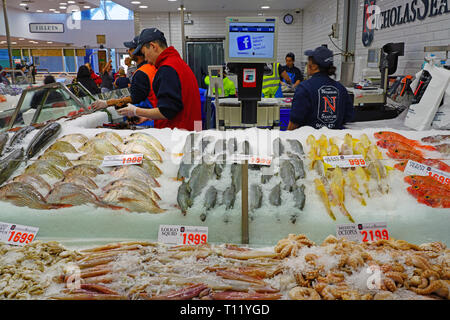 SYDNEY, Australia - 18 lug 2018- Vista del Sydney Fish Market, situato sulla baia di Blackwattle in Pyrmont, Sydney, Nuovo Galles del Sud, Australia. Foto Stock