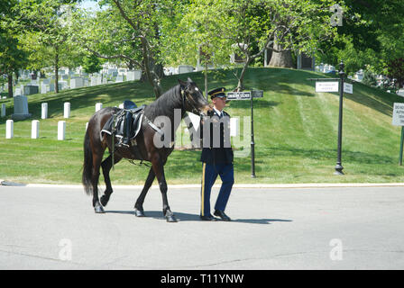 Arlington Virginia, Stati Uniti d'America, 20 aprile 2012, il Cimitero Nazionale di Arlington, nella contea di Arlington, Virginia, direttamente attraverso il fiume Potomac da il Lincoln Memorial, è un Stati Uniti cimitero militare sotto il cui 624 acri sono state previste vittime, e veterani del defunto, della nazione inizio conflitti con la Guerra Civile Americana, nonché reinterred morto da guerre precedenti. È stato stabilito durante la Guerra Civile per motivi di Arlington casa, che era stata la fattoria della famiglia dei Confederati generale Robert E. Lee la moglie Maria Anna (Custis) Lee (un pronipote di Martha Foto Stock