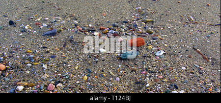 Close up di sabbia con pietre su una spiaggia. Foto Stock