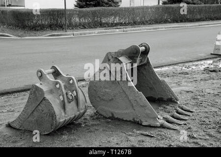 Le benne del retroescavatore. Foto Stock