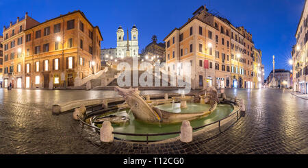 Piazza di Spagna di notte, Roma, Italia. Foto Stock