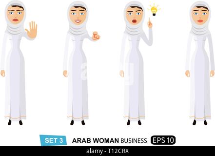 Business donna araba che mostra il gesto di arresto con la mano il candidato donna dando un discorso get idea eps 10 Illustrazione Vettoriale