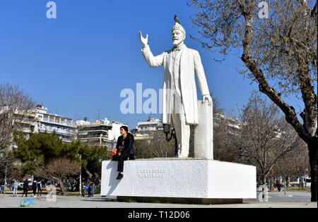 Statua di Eleftherios Venizelos, Aristotelous Plaza, Salonicco, Grecia Foto Stock