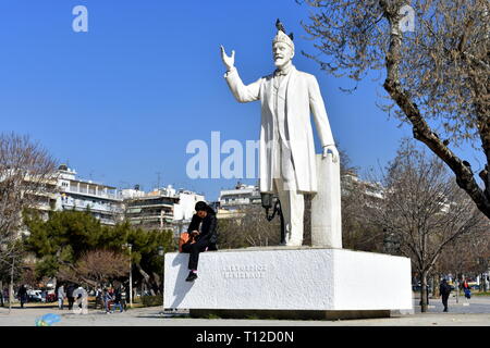 Statua di Eleftherios Venizelos, Aristotelous Plaza, Salonicco, Grecia Foto Stock